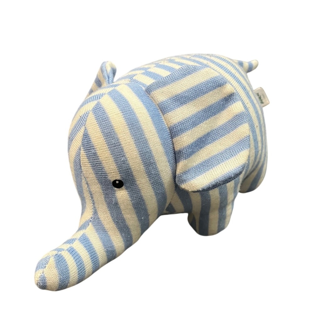 Little Jellycat Elephant Plush Unisex OS Blue White Striped Knitted Stuffed Toy